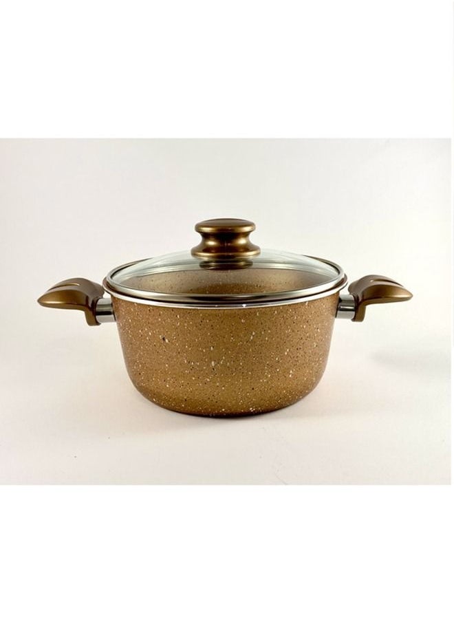 Homemaker - 9-Piece Granite Vega Cookware Set - Glass Lids - 2 Deep Pots - 1 Sauce Pan - 1 Frypan - 1 Spoon - 1 Scoop -  Non-Stick Surface - PFOA Free -  Brown - Image 1