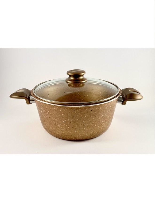 Homemaker - 9-Piece Granite Vega Cookware Set - Glass Lids - 2 Deep Pots - 1 Sauce Pan - 1 Frypan - 1 Spoon - 1 Scoop -  Non-Stick Surface - PFOA Free -  Brown - Image 1