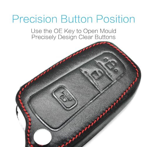 MECHCOS Compatible with Toyota RAV4 4Runner Highlander C-HR Corolla Prius C V Prime AWD-e 3 Buttons Leather Key Fob Cover Case Protector Key Chain Holder - Image 2