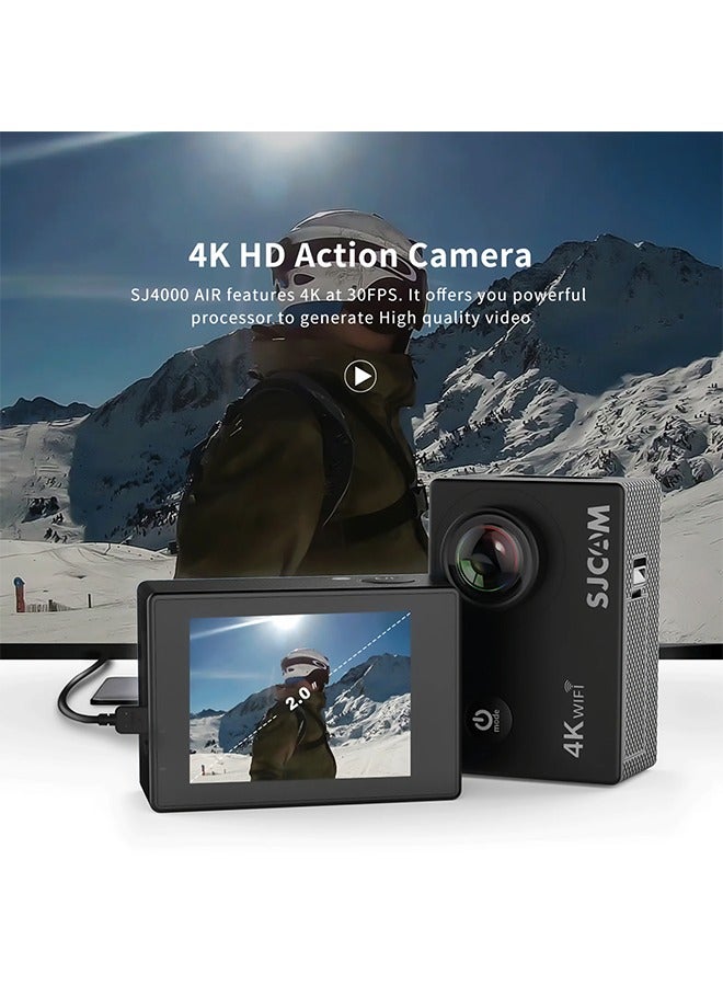 SJCAM Sj4000Air 4K Hd Action Camera 2Inch Ips Screen 16Mp 170°Wide Angle 30M Waterproof Support Wifi Waterproof Case Adapters - Image 4
