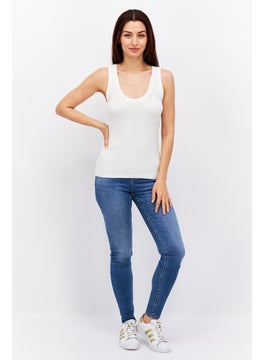ESPRIT Women Scoop Neck Sleeveless Ribbed Tank Top, Off White  - Image 2