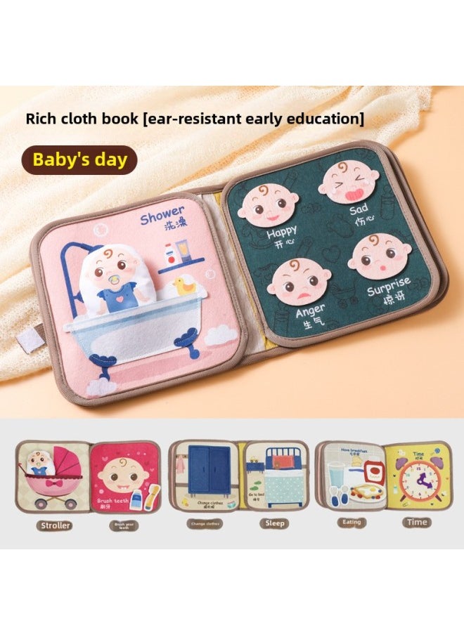 Generic - Tear The Book Baby Baby Early Education Cloth Book Tear Not To Rot Can Bite 6 Months 8 Hook And Loop Toy Quiet Book Enlightenment-Color:Unbreakable Cloth Book - Enlightenment Bilingual - Image 1