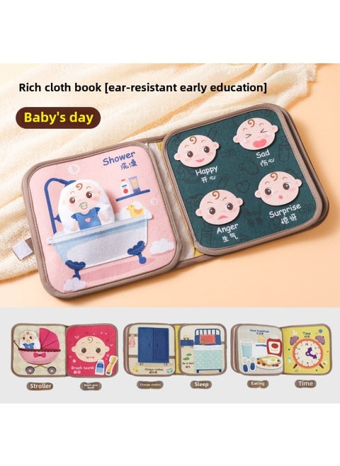 Tear The Book Baby Baby Early Education Cloth Book Tear Not To Rot Can Bite 6 Months 8 Hook And Loop Toy Quiet Book Enlightenment-Color:Unbreakable Cloth Book - Enlightenment Bilingual
