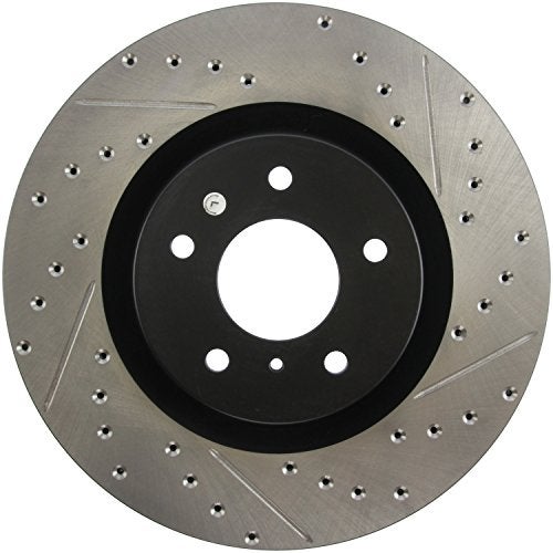 StopTech 127.42076L Sport Front Left Drilled/Slotted Disc Brake Rotor - Fits Select Infiniti G35, Nissan 350Z Vehicles - Image 1