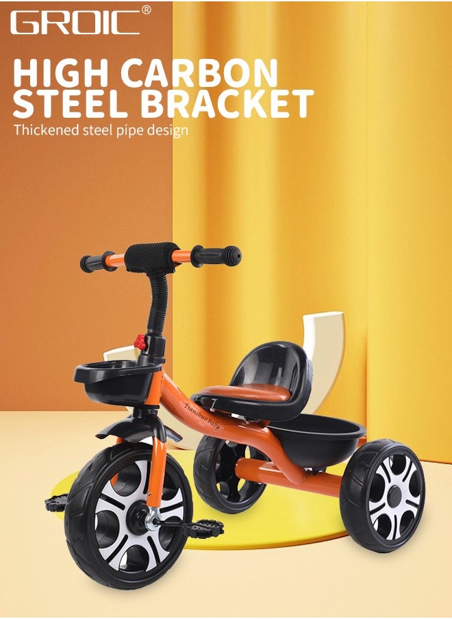 GROIC - Kids Tricycles, Kids Trike Tricycles Toddler Bike with Basket, Baby Balance Bike with Adjustable Seat, Non-Slip Tires, Riding Toy for Training Motor Skills, Learning Balance - Image 1
