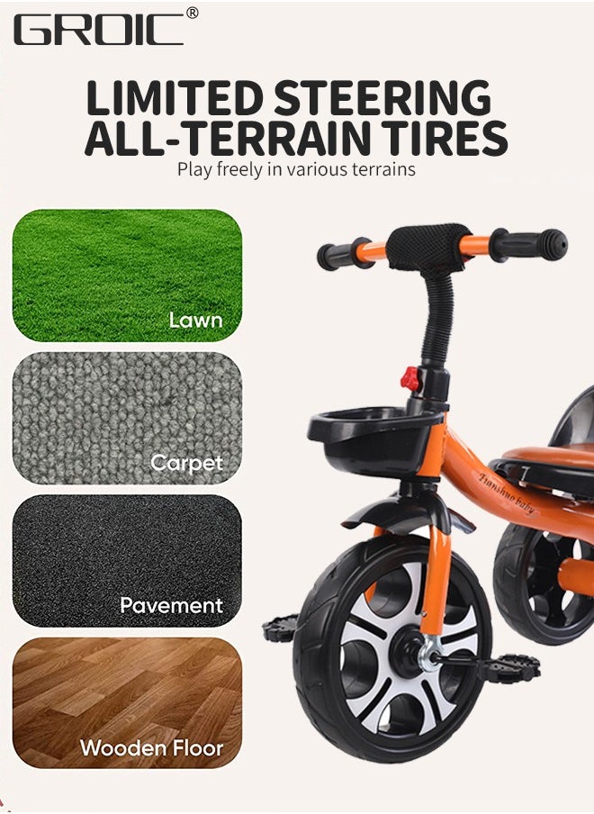GROIC - Kids Tricycles, Kids Trike Tricycles Toddler Bike with Basket, Baby Balance Bike with Adjustable Seat, Non-Slip Tires, Riding Toy for Training Motor Skills, Learning Balance - Image 1