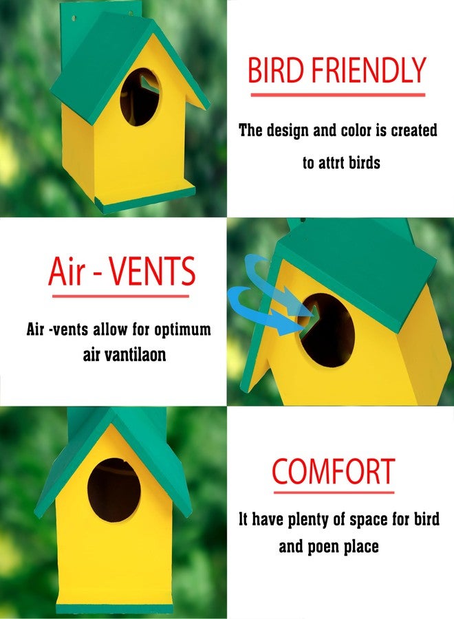 Hellonz Bird House for Sparrow, Budgies & Finches with Air Ventilation and Mounting Hook (Pack of 2) (Dark Green) - Image 2