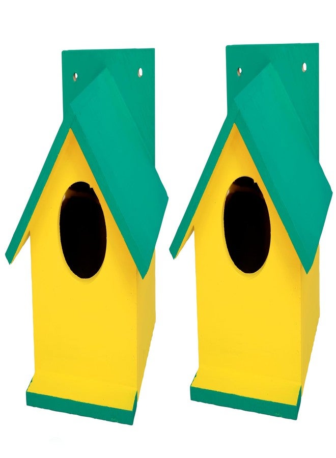 Hellonz Bird House for Sparrow, Budgies & Finches with Air Ventilation and Mounting Hook (Pack of 2) (Dark Green) - Image 1