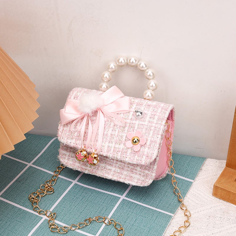 Kids Fashion Crossbody Bag Cute Mini Purse 2022 Bell Bow Pink