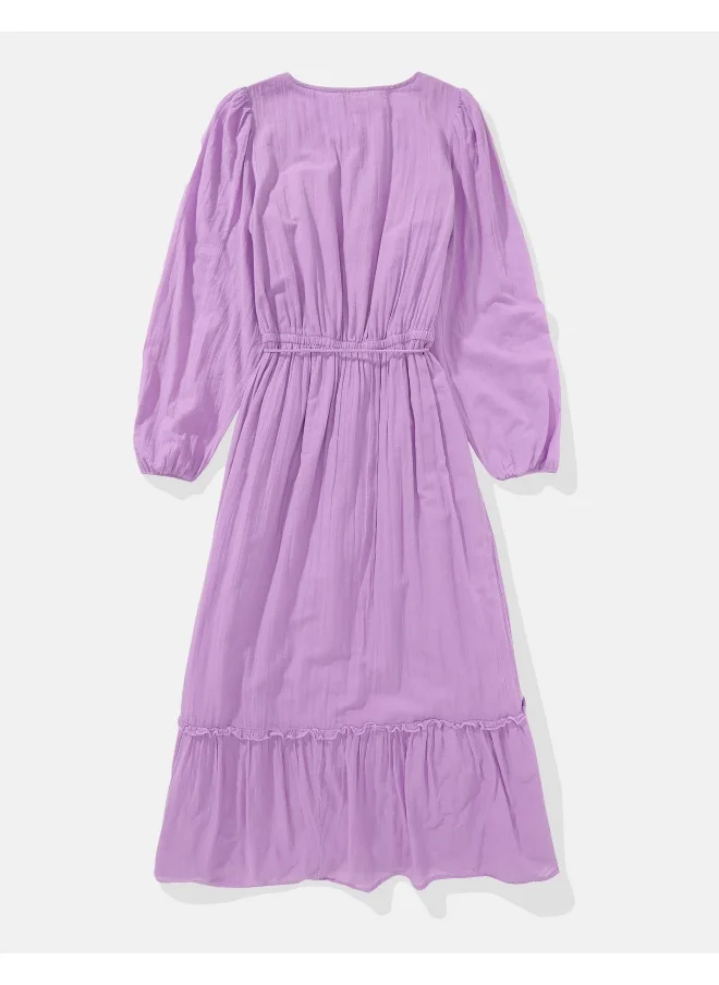 American Eagle AE Long-Sleeve Button-Up Midi Dress