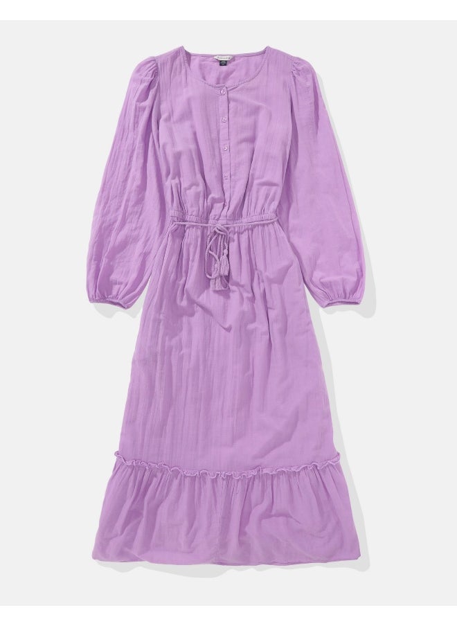 American Eagle AE Long-Sleeve Button-Up Midi Dress  - Image 4
