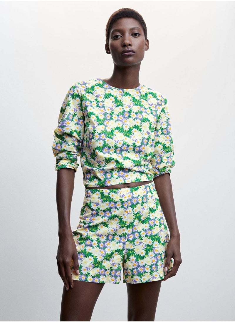 MANGO - Floral Print Mini Shorts - Image 1