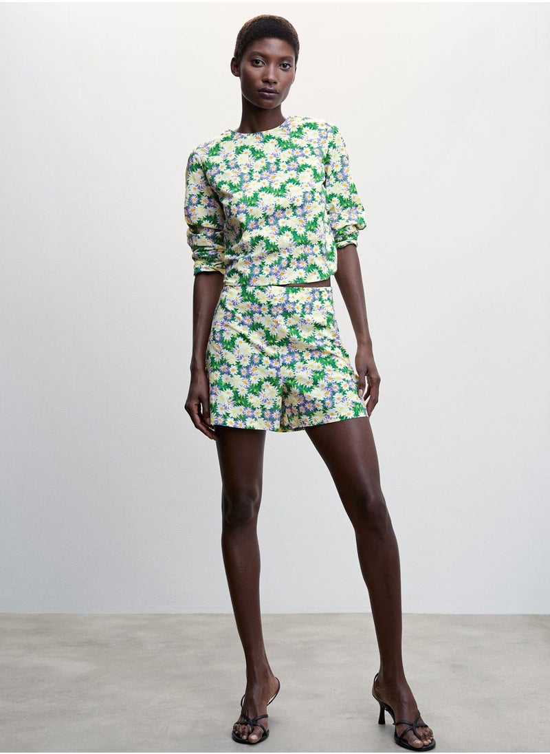 MANGO - Floral Print Mini Shorts - Image 1