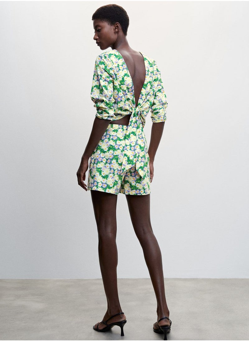 MANGO - Floral Print Mini Shorts - Image 1