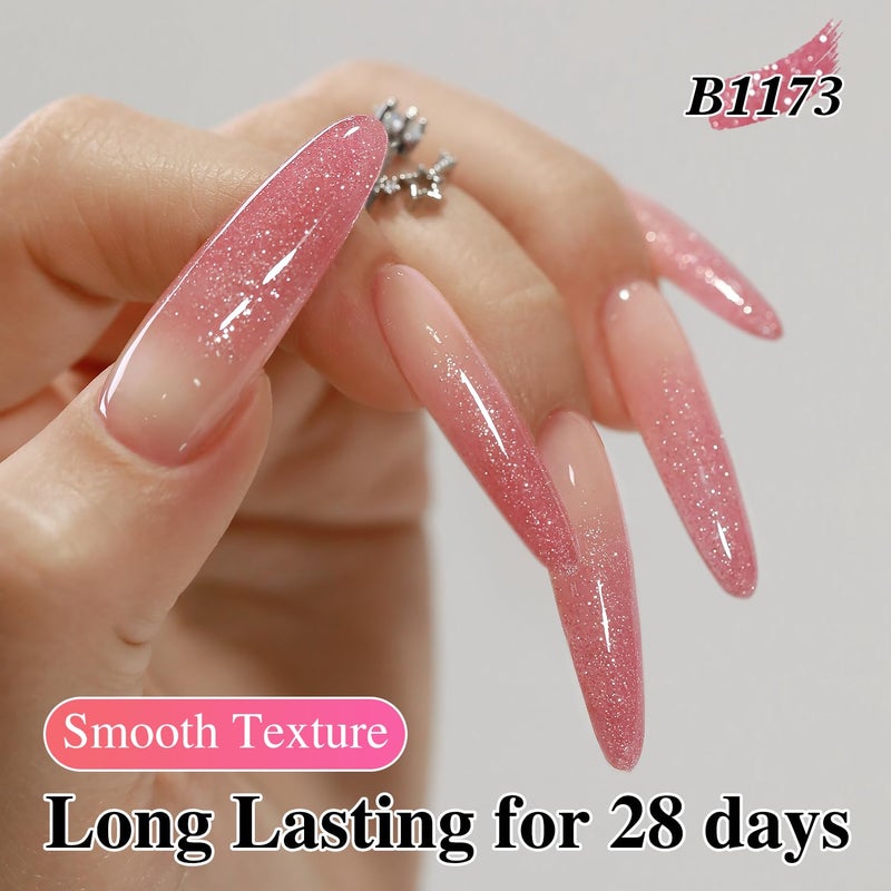Double Rhythm 0.5Oz Glitter Gel Polish Shimmer Reflective Color for Nail Art Salon DIY Soak Off 15ml Nail Lamp Gel Polish at Home (Light Pink-B1173) - Image 4