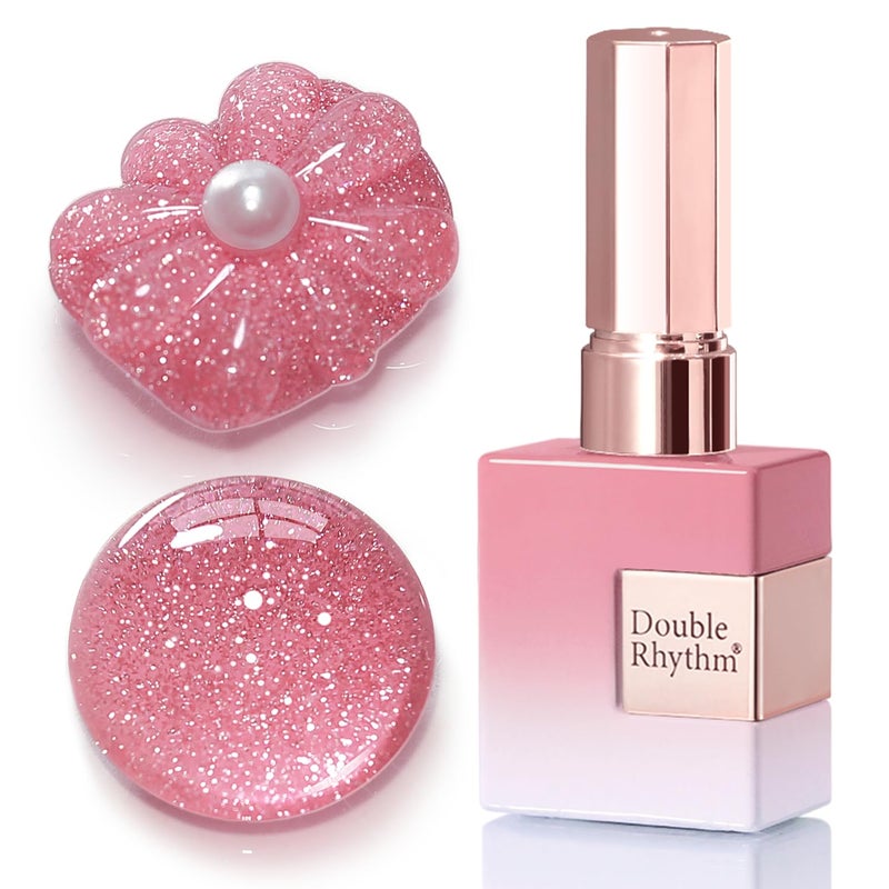 Double Rhythm 0.5Oz Glitter Gel Polish Shimmer Reflective Color for Nail Art Salon DIY Soak Off 15ml Nail Lamp Gel Polish at Home (Light Pink-B1173) - Image 1