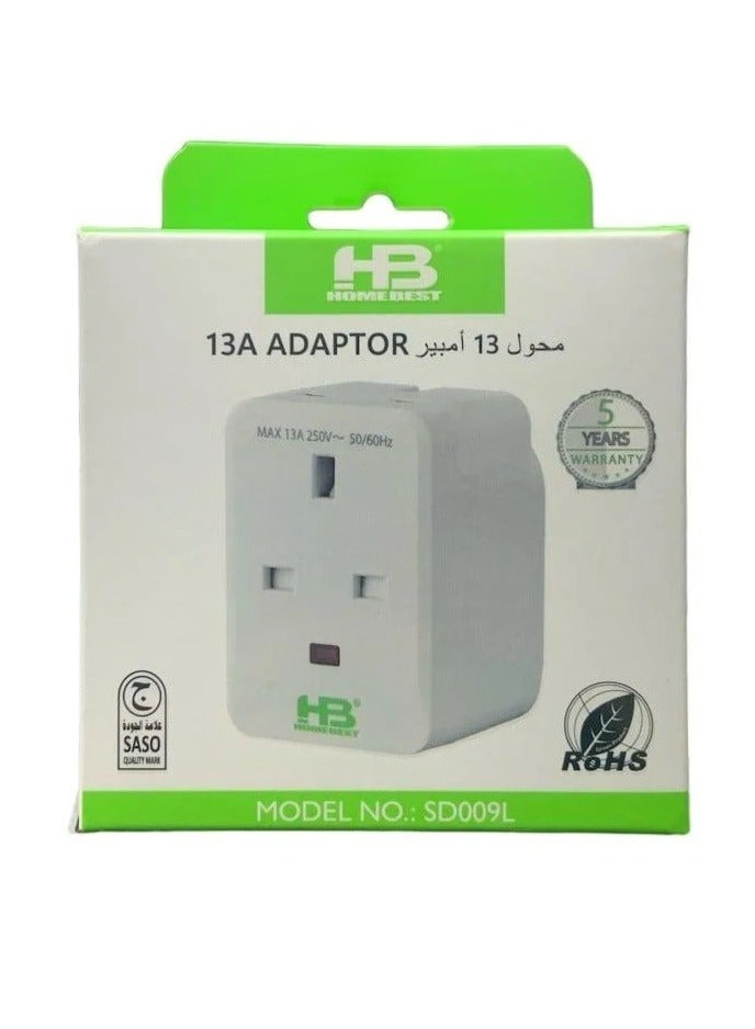 HOMEBEST 3-Pin British Type Adapter Grey 15 x 10 x 10 cm SD009L-3W/G - Image 1