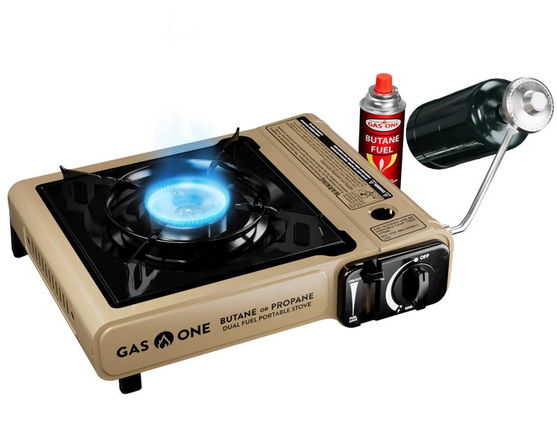 Gas One GS3400P Propane or Butane Stove Dual Fuel Stove Portable Camping Stove  Patented  with Carrying Case Great for Emergency Preparedness Kit