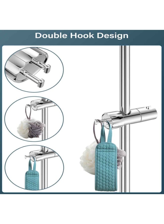 Shower Head Holder with 2 Hooks, Universal Replacement Adjustable Holder Bracket for 16-28mm,Shower Design Shower Head Holders, Easy Installation for Slide Rod - Image 2