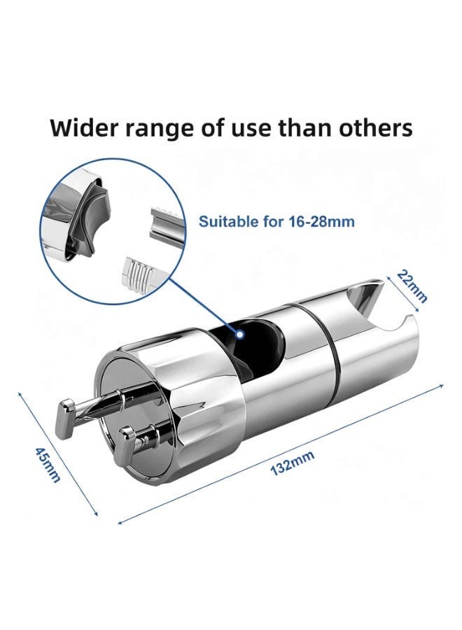 Shower Head Holder with 2 Hooks, Universal Replacement Adjustable Holder Bracket for 16-28mm,Shower Design Shower Head Holders, Easy Installation for Slide Rod - Image 4