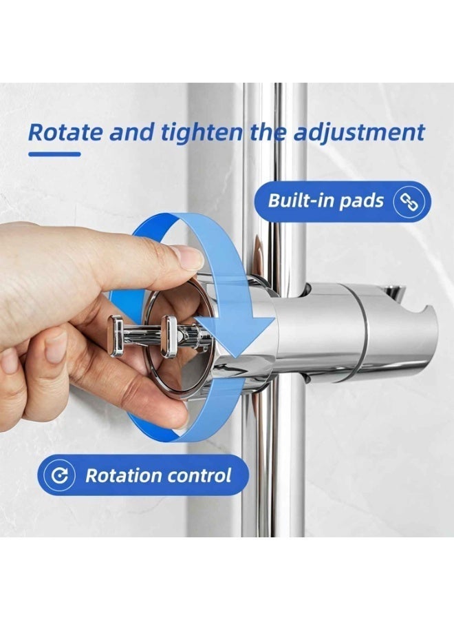 Shower Head Holder with 2 Hooks, Universal Replacement Adjustable Holder Bracket for 16-28mm,Shower Design Shower Head Holders, Easy Installation for Slide Rod - Image 5