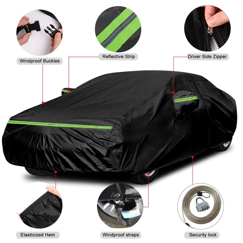 SPORTULI Waterproof Car Covers Replace for 2007-2025 Toyota Camry, 6 Layers All Weather Custom-fit Car Cover with Zipper Door & Windproof Bands for Snow Rain Dust Hail Protection - Image 3