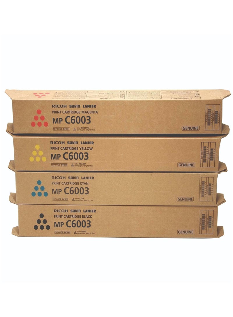 RICOH Genuine Ricoh Savin Lanier Toner Set (4 Pack, 1BK/1C/1M/1Y) - Lovn 841849 841852 841851 841850 Toner Cartridge for Use Ricoh Aficio/Lanier/Savin MP C4503 MP C5503 MP C6003 Printer - Image 1