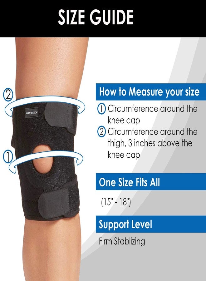 Orthotech Adjustable Knee Support Brace | Open-Patella Design with Velcro Closure | Comfortable Compression for Knee Stability | Knee Cap for Sports, Gym & Patient (Black) - Image 5