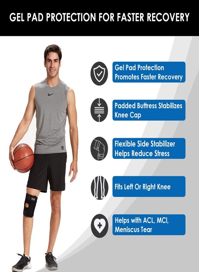 Orthotech Adjustable Knee Support Brace | Open-Patella Design with Velcro Closure | Comfortable Compression for Knee Stability | Knee Cap for Sports, Gym & Patient (Black) - Image 3