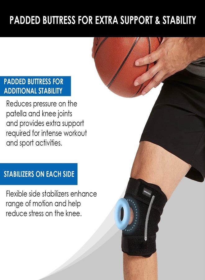 Orthotech Adjustable Knee Support Brace | Open-Patella Design with Velcro Closure | Comfortable Compression for Knee Stability | Knee Cap for Sports, Gym & Patient (Black) - Image 4