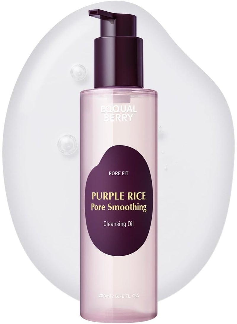 EQQUALBERRY Purple Rice Pore Smoothing Cleansing Oil – Deep Cleansing for Pores & Blackheads | Korean Oil Cleanser for Face & Makeup Remover | Hydrating & Soothing Formula, 6.76 fl.oz - Image 1