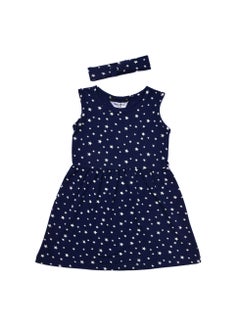 Baby Co. Blue stars printed dress with head band.  - Image 1