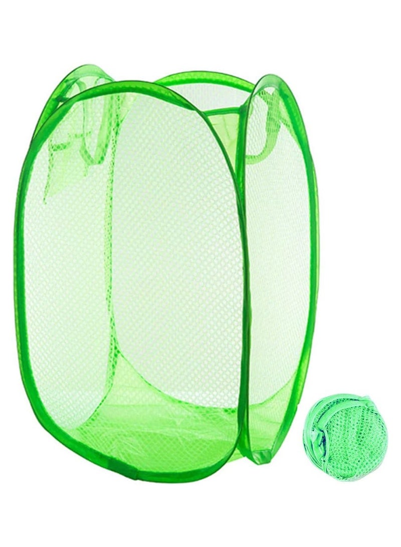 منخفض سلة غسيل شبكية قابلة للطي من ويكاندو مع جيوب جانبية وحقيبة تخزين سلة غسيل مع مقابض حمل للملابس المتسخة