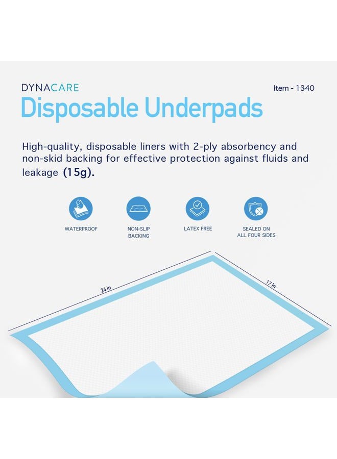 Dynarex Disposable Underpads 17 x 24 - Tissue Fill (2 ply) 3/100/Cs - Image 2