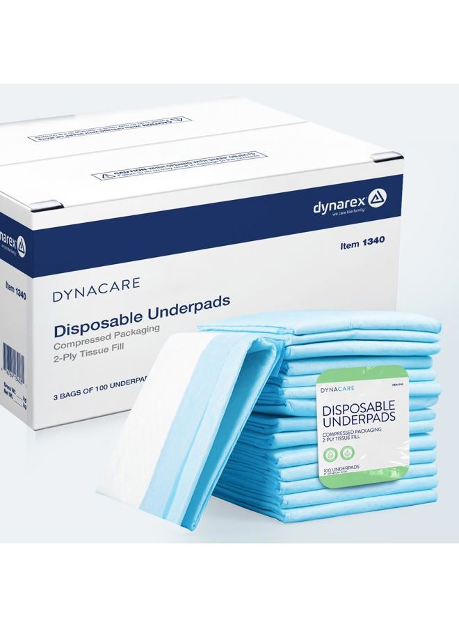 Dynarex Disposable Underpads 17 x 24 - Tissue Fill (2 ply) 3/100/Cs - Image 1