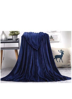RISHAHOME Light weight Extra Soft Single Size Solid Blanket all season Flannel Fleece Throw Blanket 150x200cm 100% Polyester-Navy Blue  - Image 2