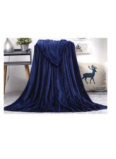 RISHAHOME Light weight Extra Soft Single Size Solid Blanket all season Flannel Fleece Throw Blanket 150x200cm 100% Polyester-Navy Blue  - Image 1