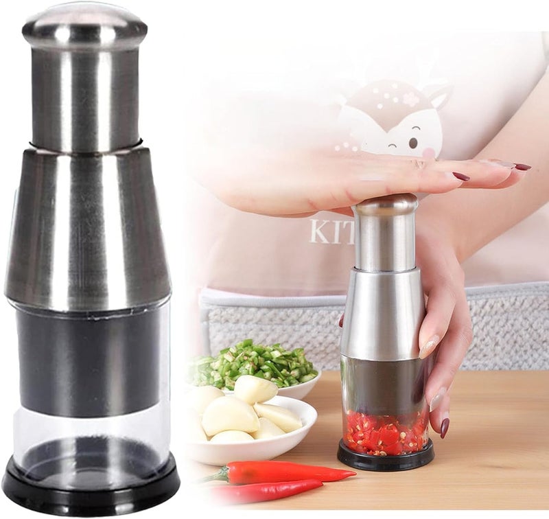 Suicune Manual Pressed ChopperAilsion Pressed Garlic ChopperAilsion Food ChopperPressed Garlic Chopper Stainless Steel Hand Food Chopper Garlic Press 1Pcs - Image 1