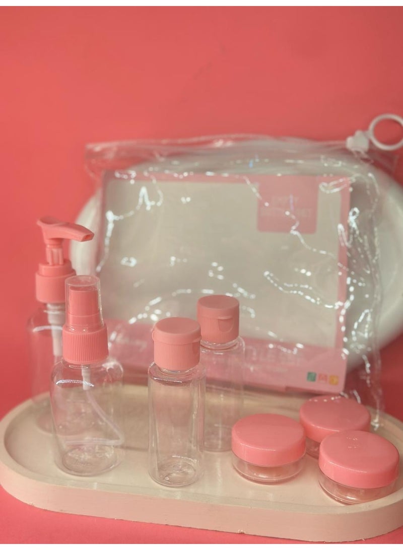 7 Pieces Luxury Refillable Travel Bottles Set Lotion Shampoo Shower Gel Empty Container for Liquid Cosmetic Packing Tool (may vary color) - Image 1