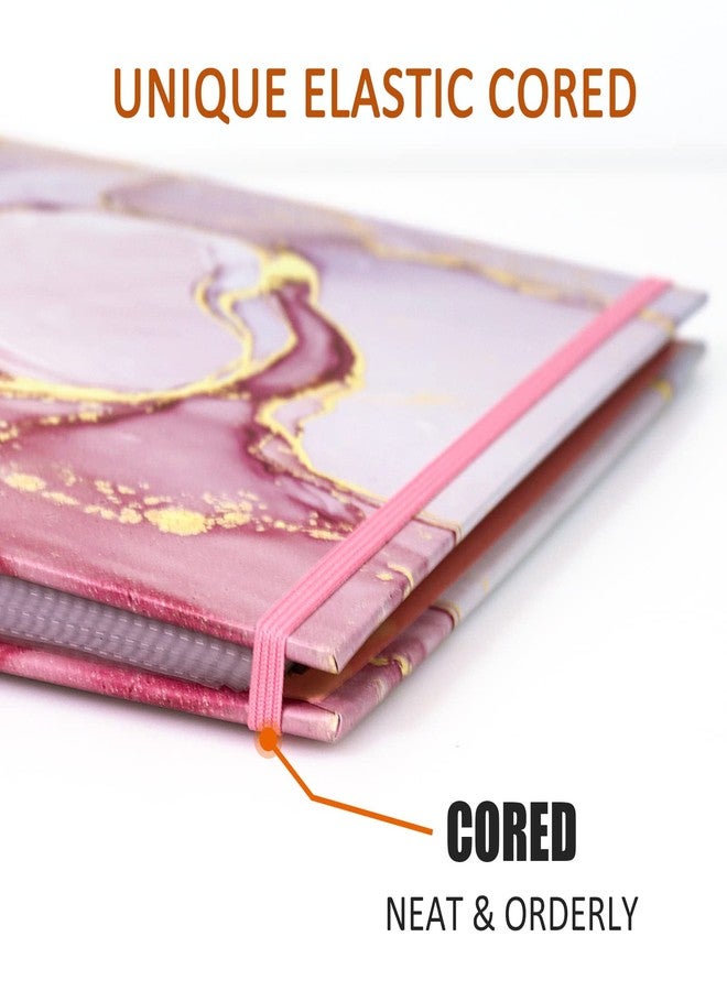 tutata Legal-Size Pink Marble Binder for 8.5 x 14 Sleeve and Paper, 3-Ring 1-Inch Landscape Spreadsheet Binder with Elastic Cord, Ring Spacing 2.76in - Image 2