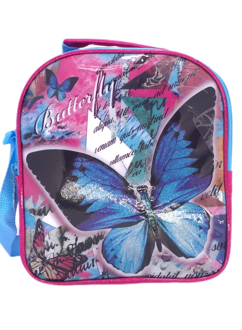 i-kola Pvc Premium Backpack which Includes Butterfly character Bag luggage With Lunch Bag, and pencil Case personalized backpack For girls (14 Inches) (DARK PINK) - Image 4