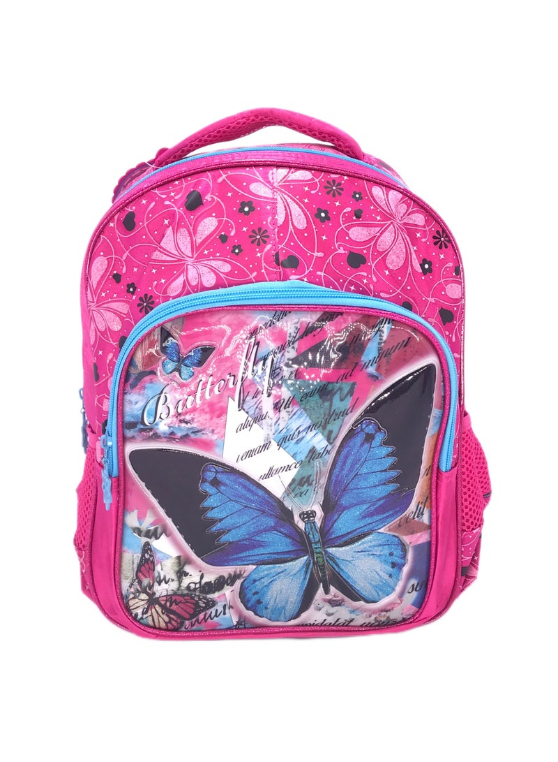 i-kola Pvc Premium Backpack which Includes Butterfly character Bag luggage With Lunch Bag, and pencil Case personalized backpack For girls (14 Inches) (DARK PINK) - Image 3