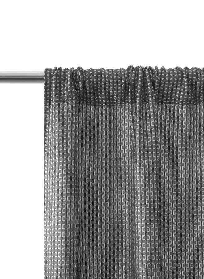 Park Lane Dark Grey 4-Piece Rod Pocket Wave Window Panel Set, 2 Jacquard Panels & 2 Sheer Panels, Elegant Layered Curtains for Living Room or Bedroom,84" - Image 3