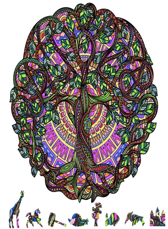ZenChalet - Tree of Life Jigsaw Puzzles for Adults 200 Piece - Wooden Jigsaw Puzzle for Aduls, Perfect as Tree of Life Puzzle Gifts, Uniquely Shaped Pieces - Mind Puzzle for Adults - Image 1
