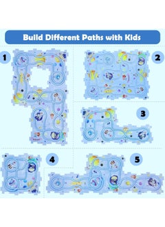 VUCATIN 25PCS Puzzle Racing Children's Racing Track Set Dinosaur Puzzle Puzzle Racing Track Car Game Set Puzzle Racing Track Set Preschool Best Children's Gift Festival Boys and Girls Gift (Blue Universe)  - Image 4