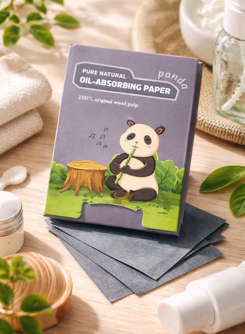 Oil-absorbing wipes for the face in a panda design - Instant removal of oil and shine - Lightweight and easy to use - (100 pieces inside the pack) - Image 1
