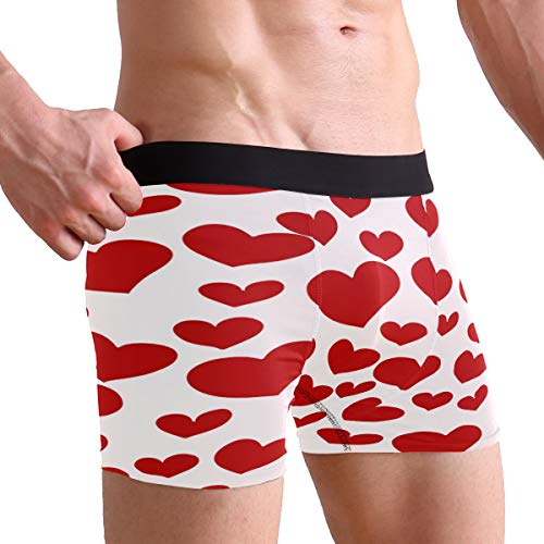 ZZKKO Red Love Heart Mens Boxer Briefs Underwear Breathable Stretch Boxer Trunk with Pouch L - Image 2