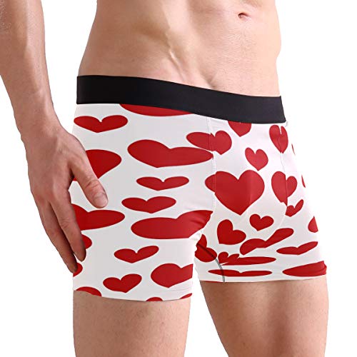 ZZKKO Red Love Heart Mens Boxer Briefs Underwear Breathable Stretch Boxer Trunk with Pouch L - Image 4