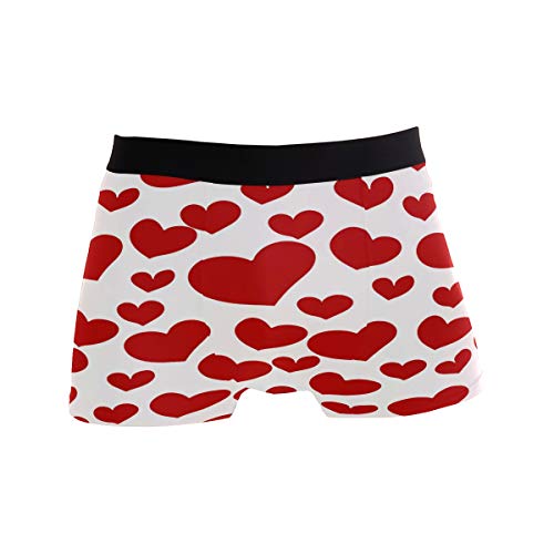 ZZKKO Red Love Heart Mens Boxer Briefs Underwear Breathable Stretch Boxer Trunk with Pouch L - Image 1