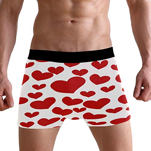 ZZKKO Red Love Heart Mens Boxer Briefs Underwear Breathable Stretch Boxer Trunk with Pouch L - Image 3